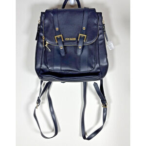 Steve Madden Faux Leather Black Backpack Purse w/Wallet Gold Hardware 100%PU NWT